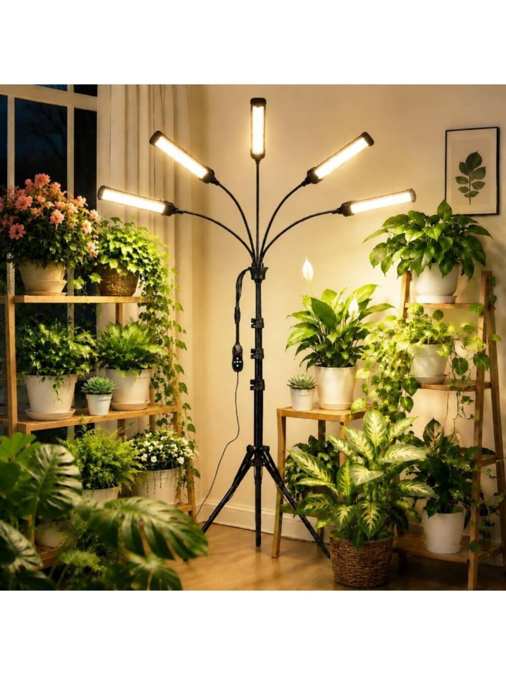 Full Spectrum LED Grow Lights for Indoor Plants with Tripod Stand & Timer